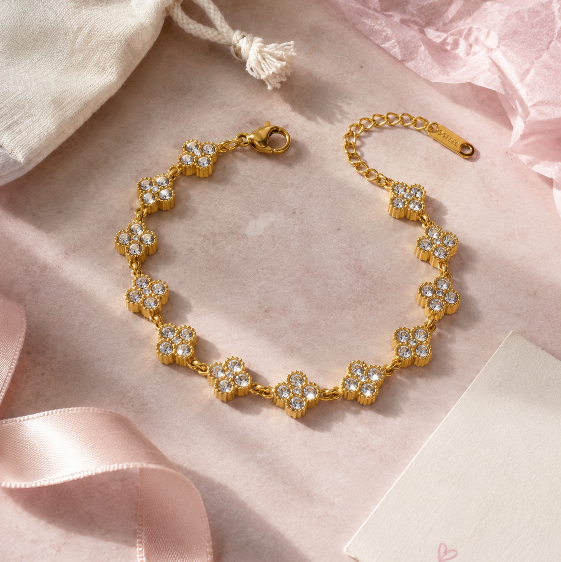 "Lux" - Bracelet à motifs strass en acier inoxydable