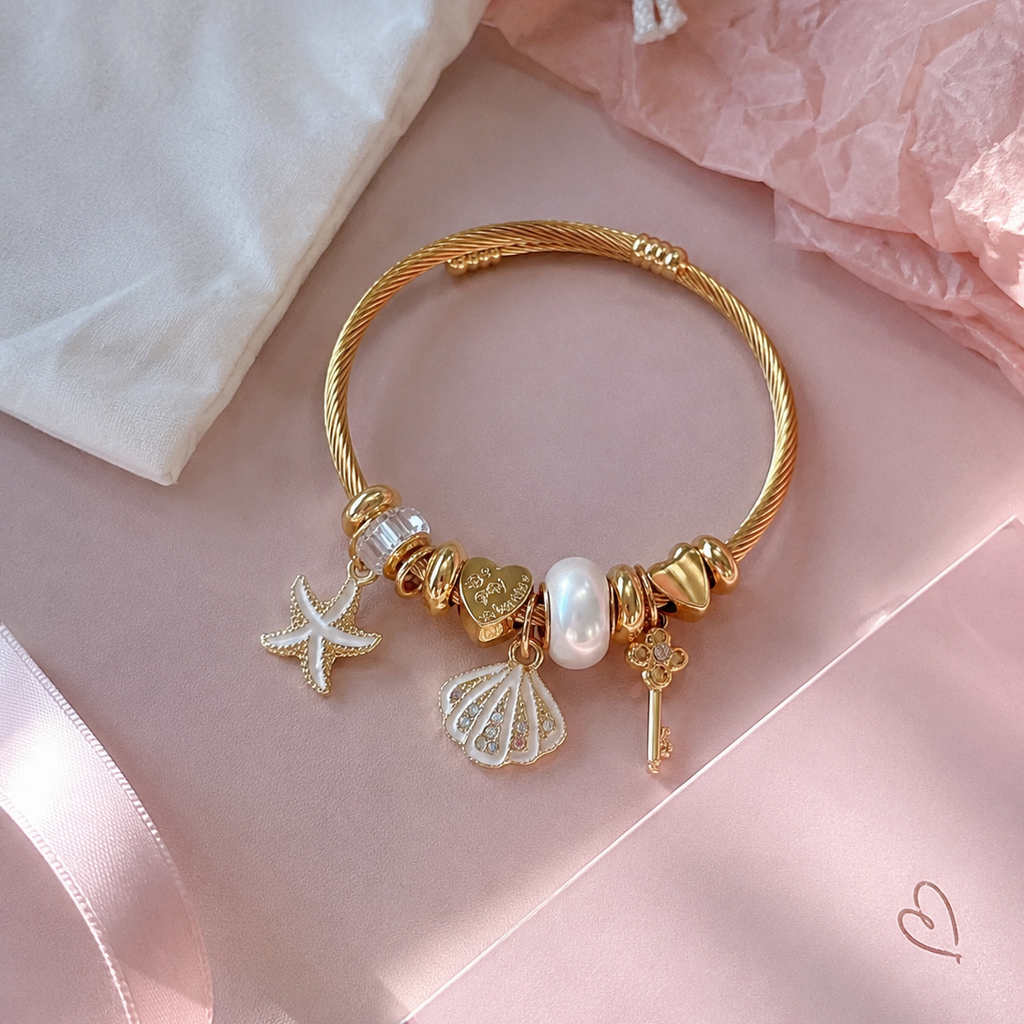 "Summer" - Bracelet à breloques en acier inoxydable