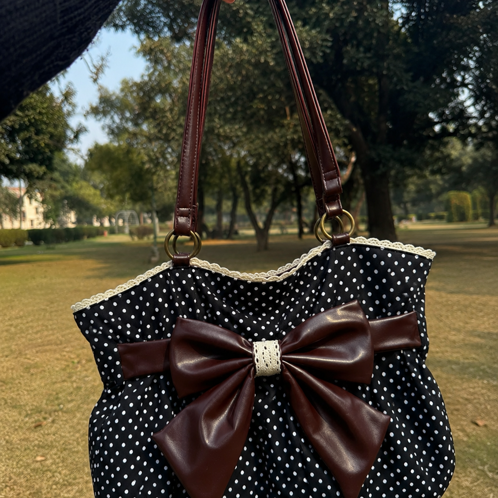 "Sally" - Sac à main noeud et pois