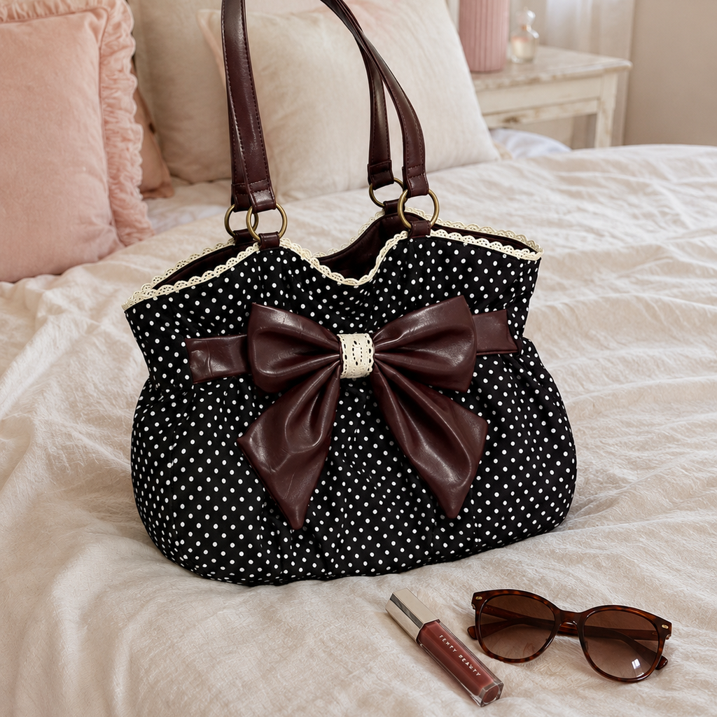 "Sally" - Sac à main noeud et pois