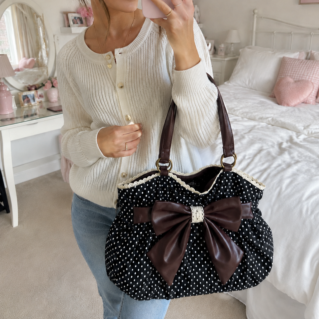 "Sally" - Sac à main noeud et pois