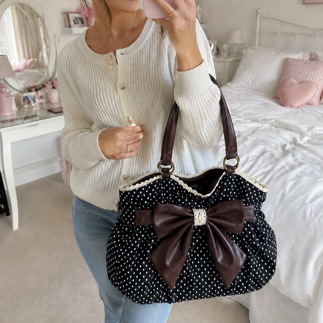 "Sally" - Sac à main noeud et pois
